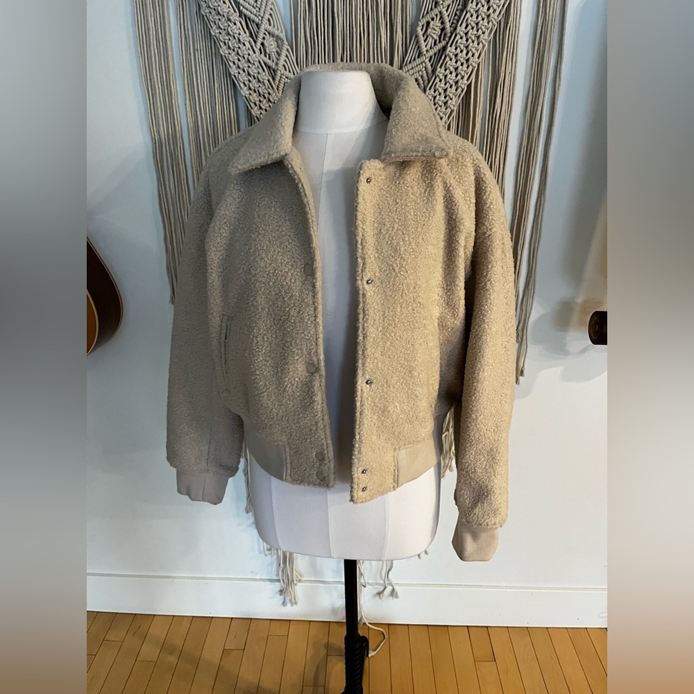Levi's Cream Teddy Bomber Jacket